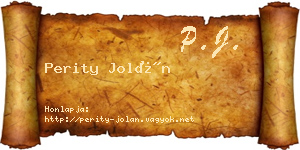 Perity Jolán névjegykártya