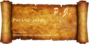 Perity Jolán névjegykártya